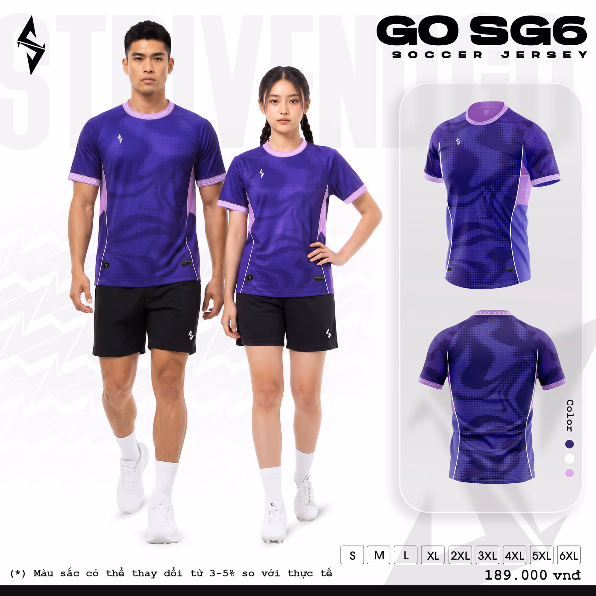 Bộ quần áo bóng đá Strivend Go SG06 Tím