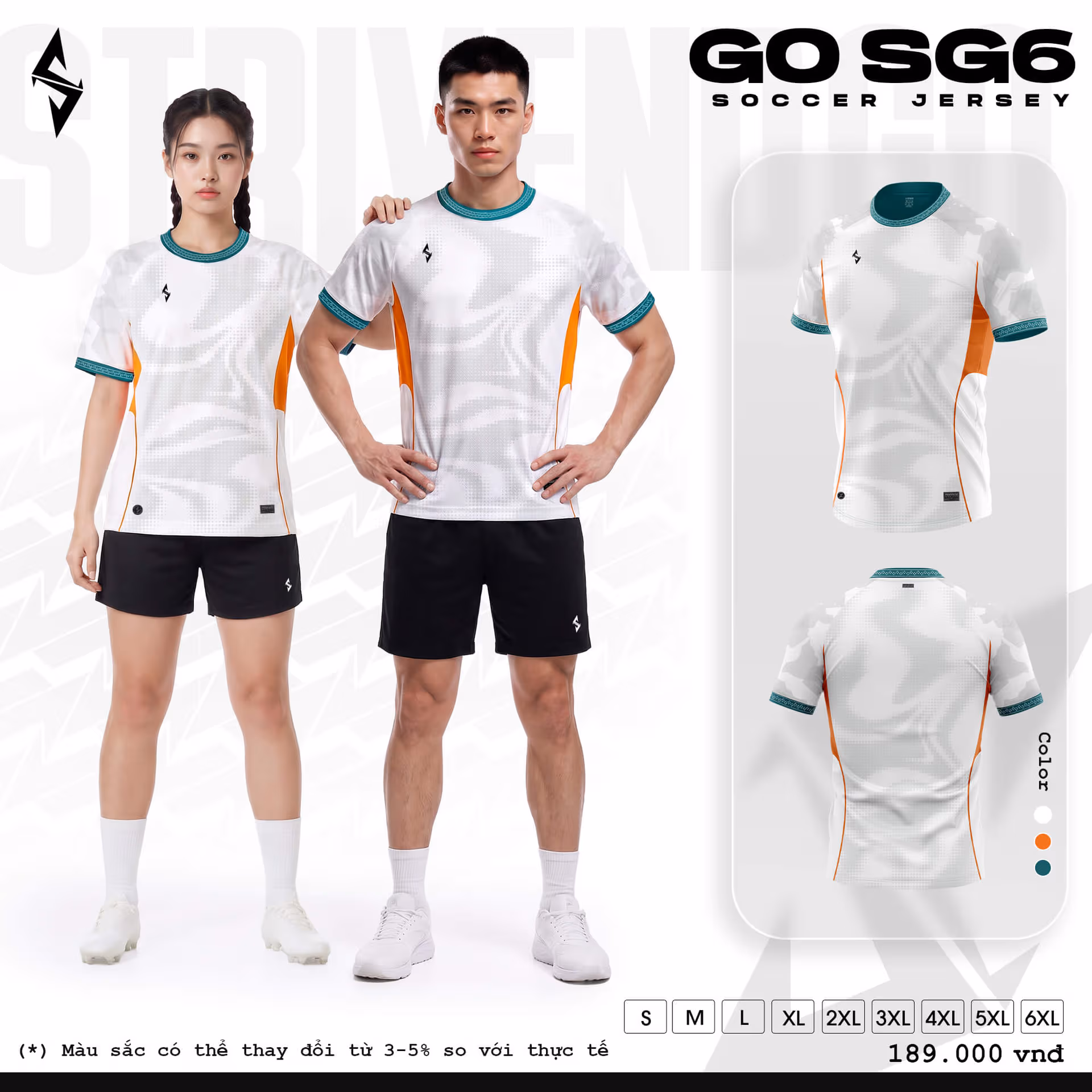 Bộ quần áo bóng đá Strivend Go SG06 Trắng