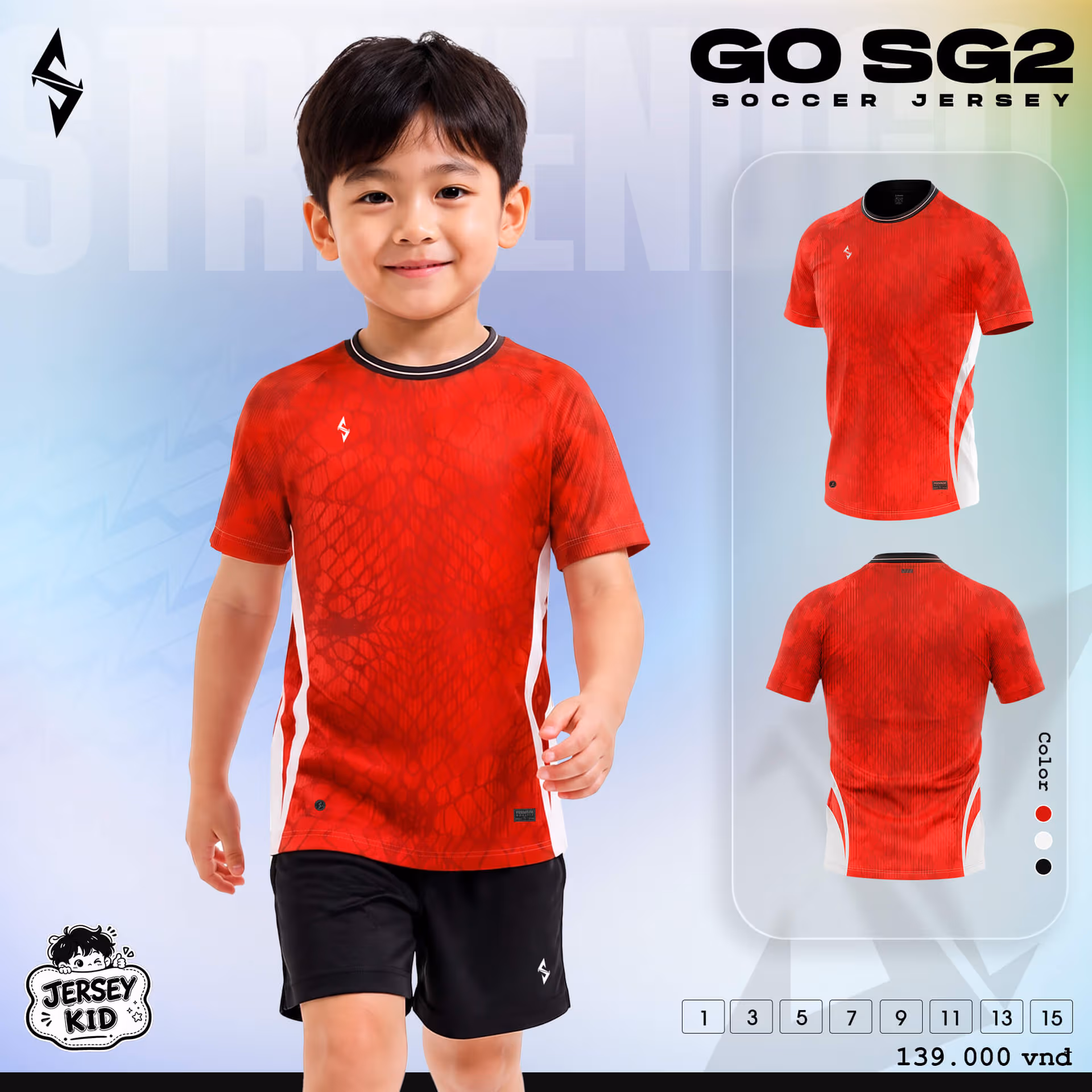 Bộ quần áo bóng đá trẻ em Strivend Go Kid SG02 Đỏ