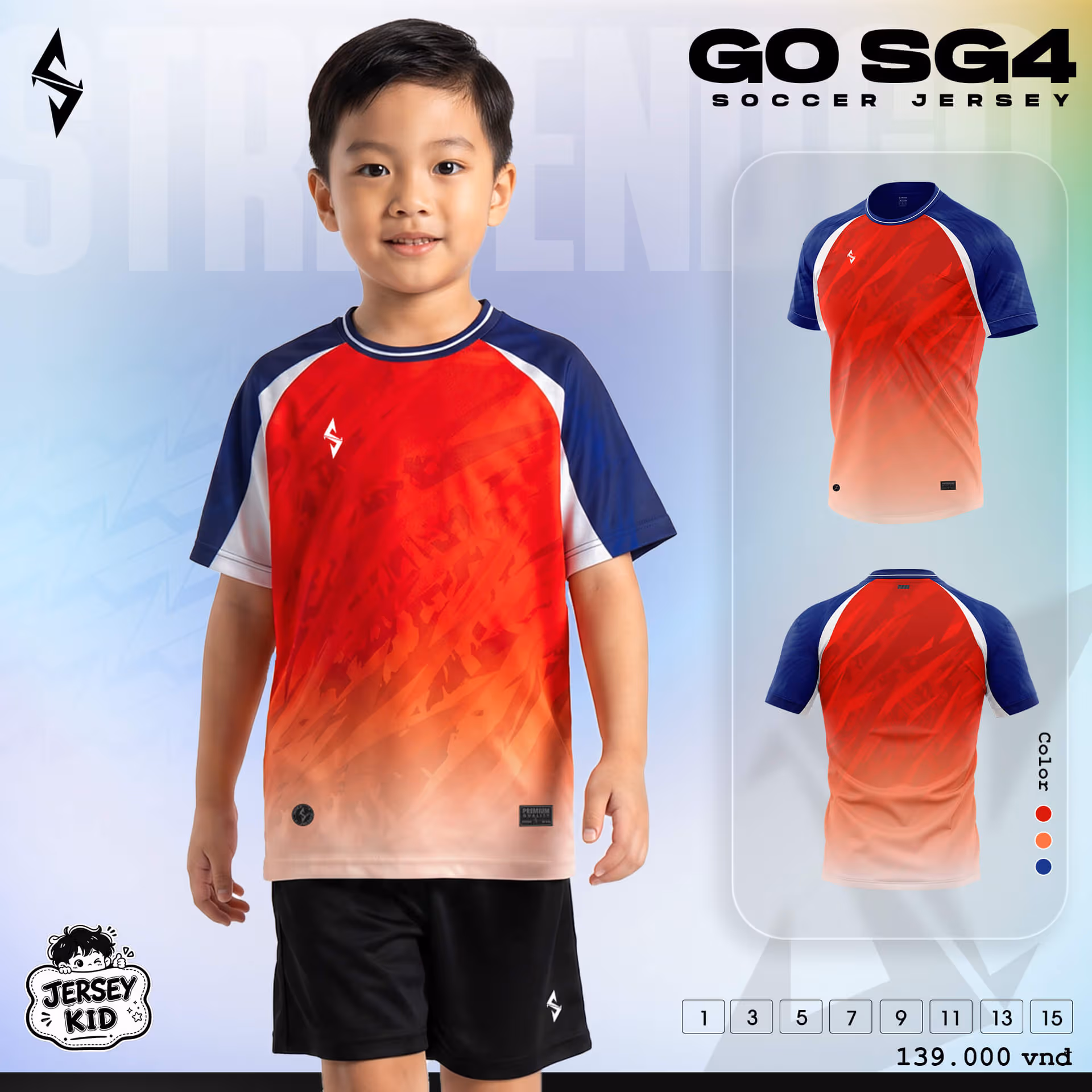 Bộ quần áo bóng đá trẻ em Strivend Go Kid SG04 Đỏ
