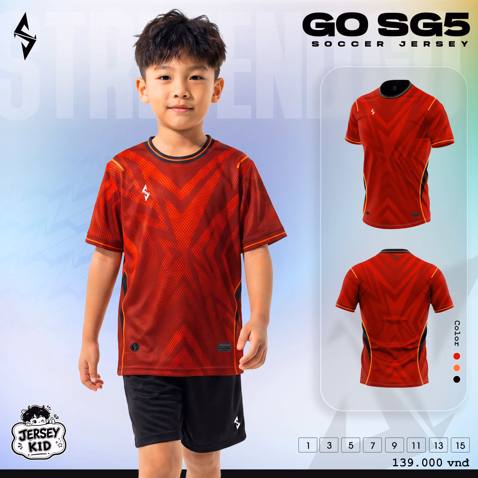 Bộ quần áo bóng đá trẻ em Strivend Go Kid SG05 Đỏ