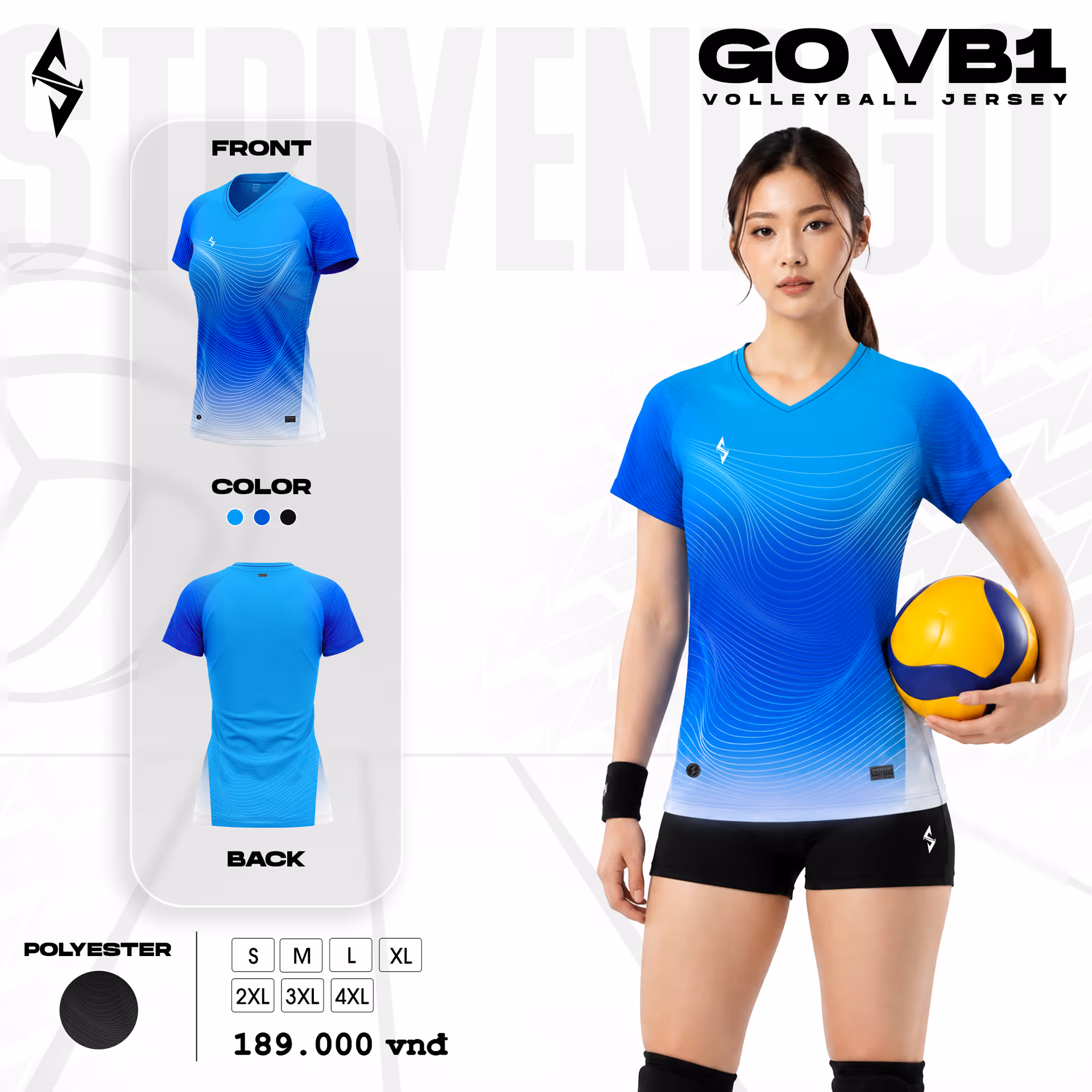 Quần áo bóng chuyền Nữ Strivend GO VB01 Xanh Ya
