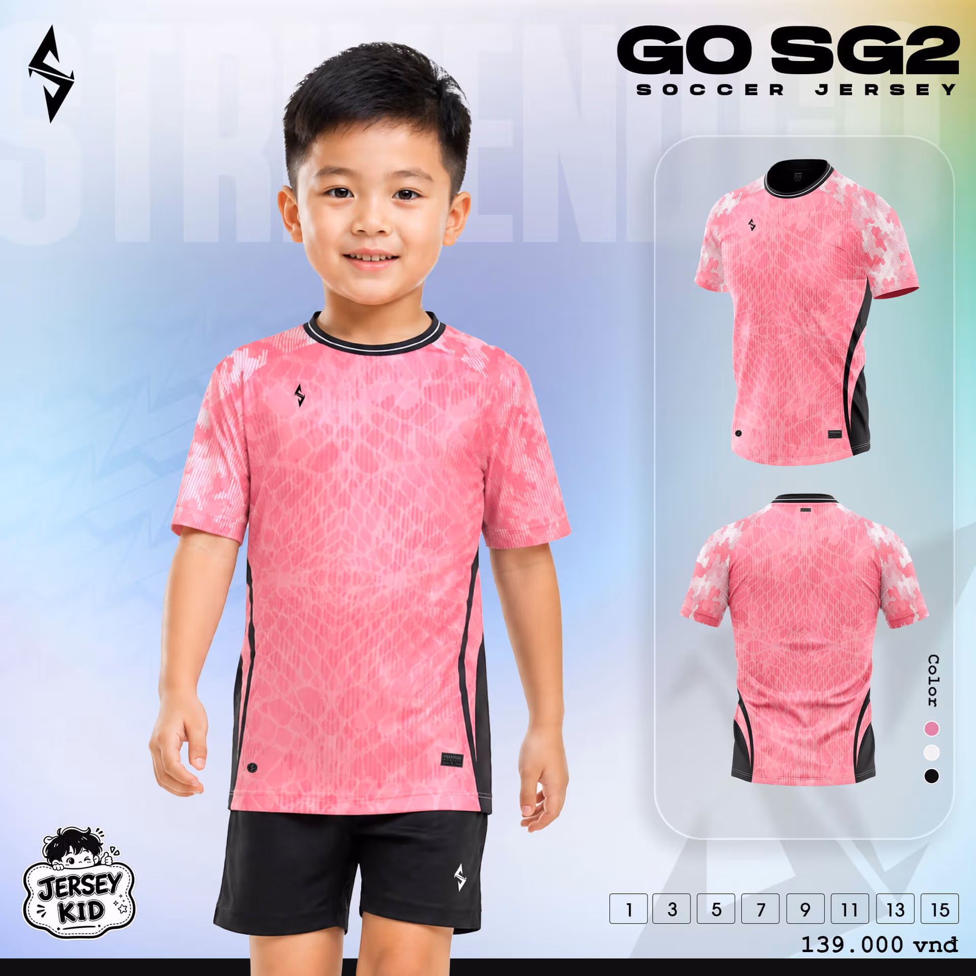 Bộ quần áo bóng đá trẻ em Strivend Go Kid SG02 Hồng