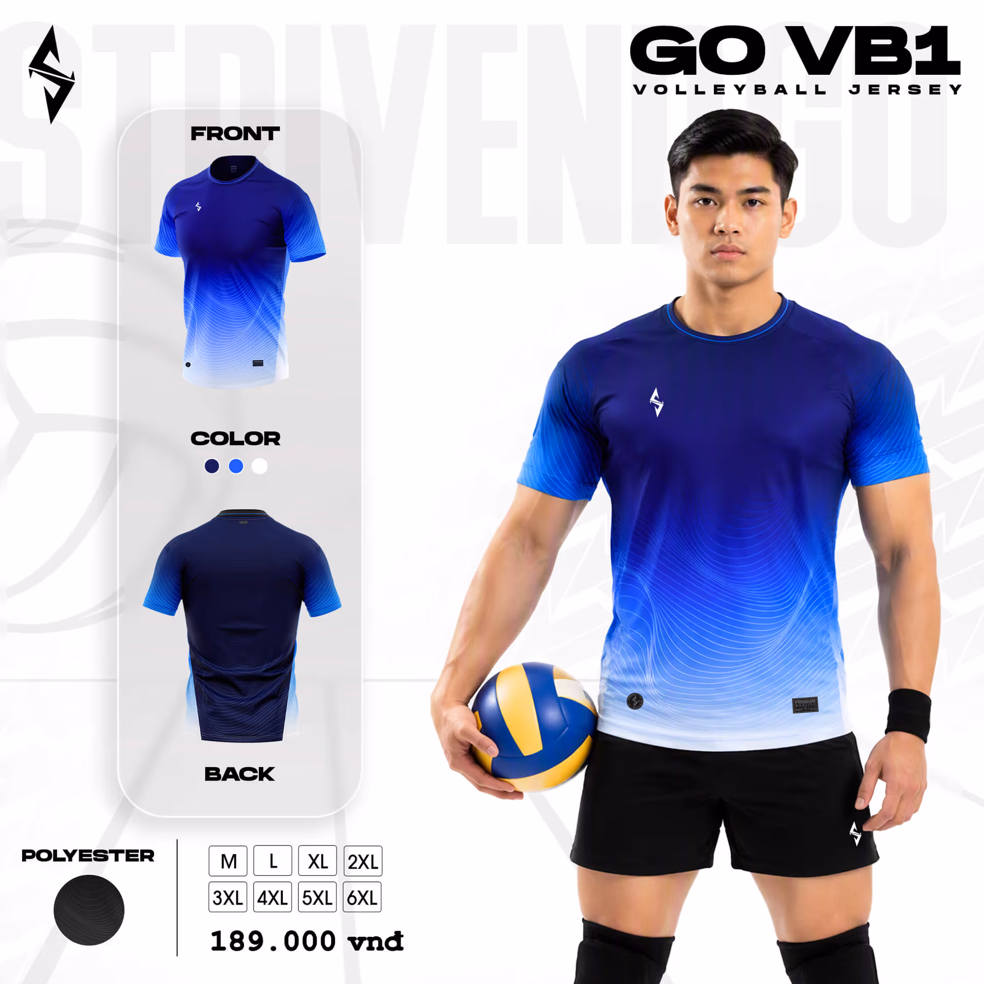 Quần áo bóng chuyền Nam Strivend GO VB01 Xanh Bích