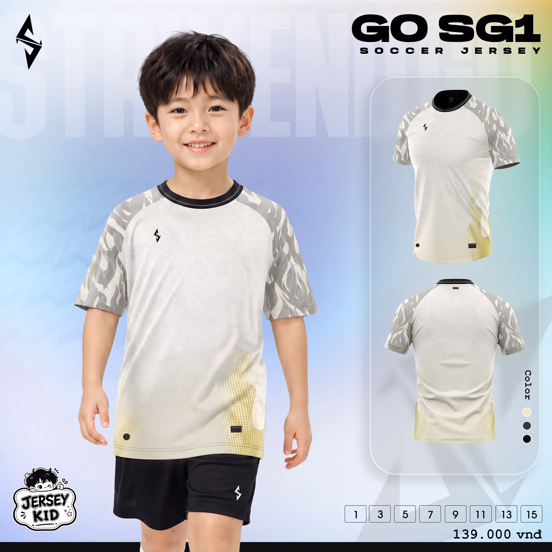 Quấn áo bóng đá trẻ em Strivend Go Kid SG01 Trắng