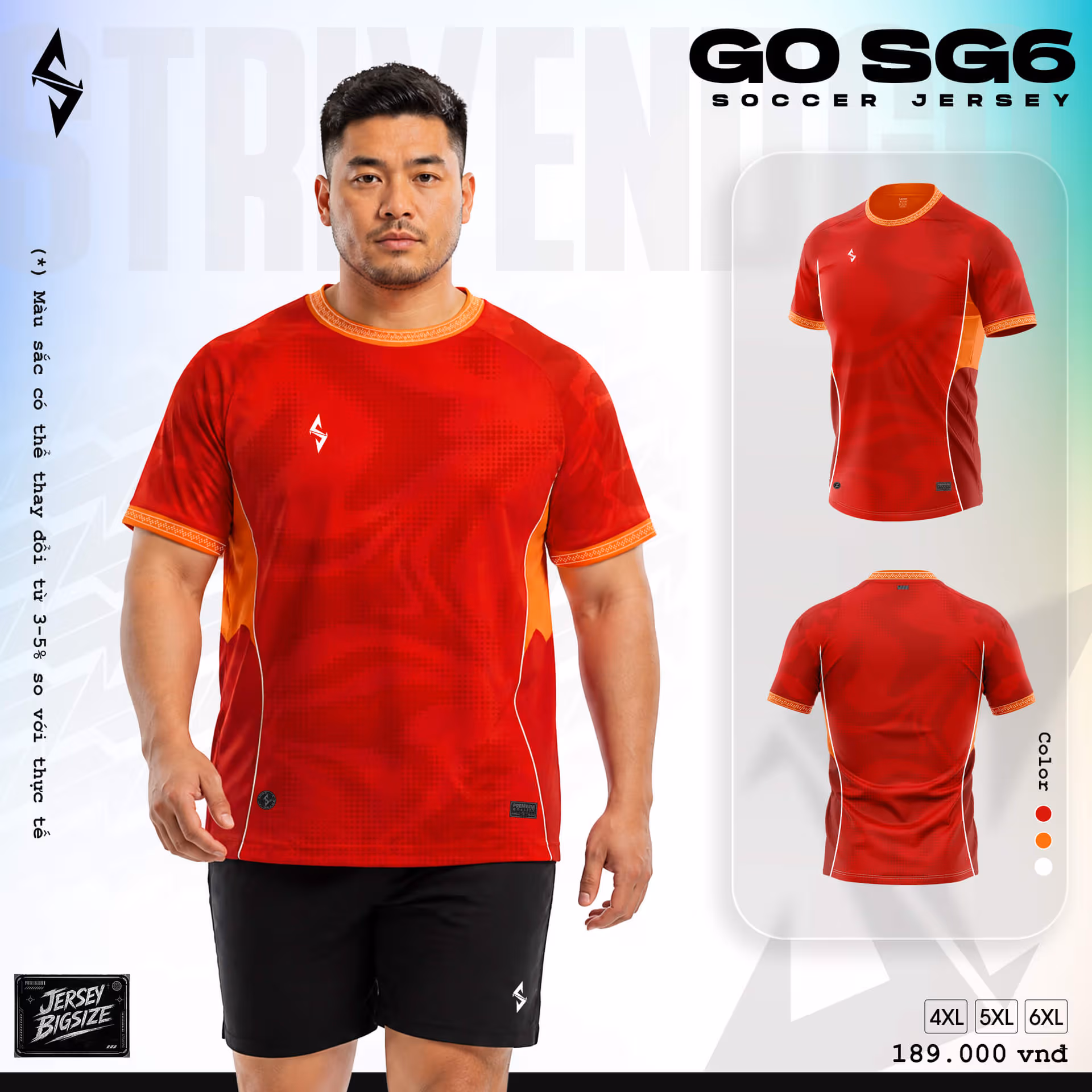 Bộ quần áo bóng đá Strivend Go Big Size SG06 Đỏ