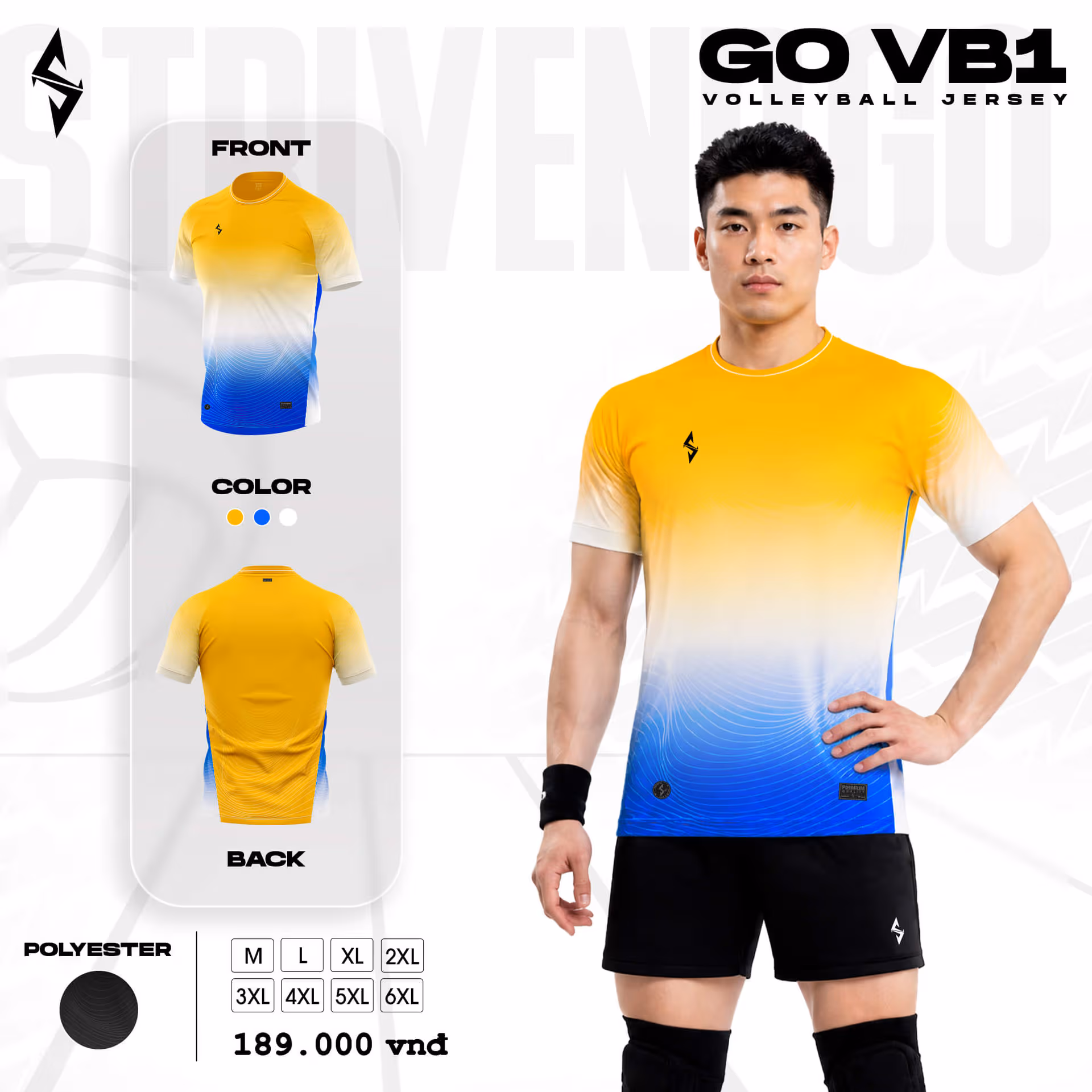 Quần áo bóng chuyền Nam Strivend GO VB01 Vàng
