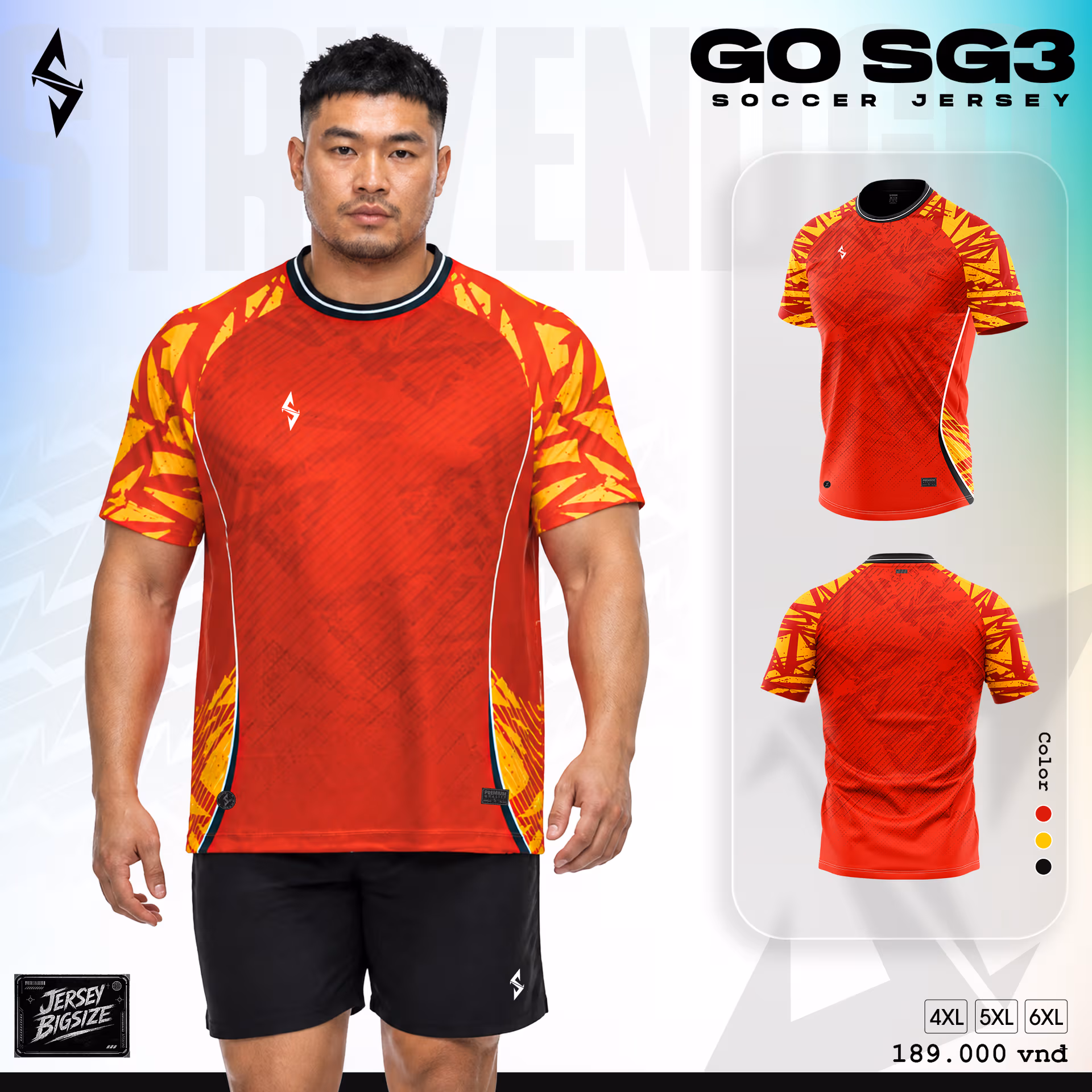 Bộ quần áo bóng đá Strivend GO Big Size SG03 Đỏ