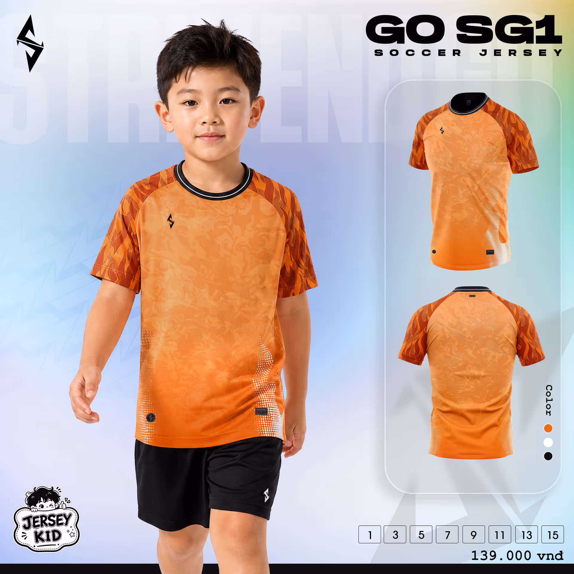 Quấn áo bóng đá trẻ em Strivend Go Kid SG01 Cam