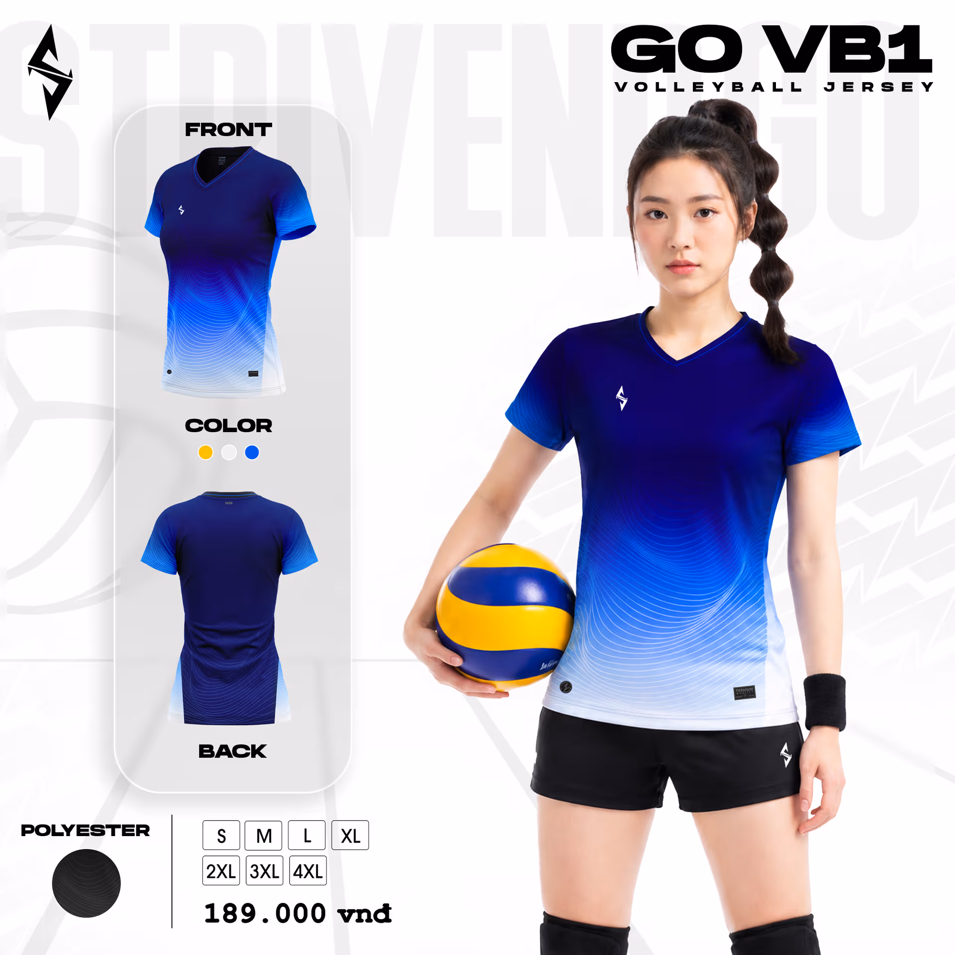 Quần áo bóng chuyền Nữ Strivend GO VB01 Xanh Bích