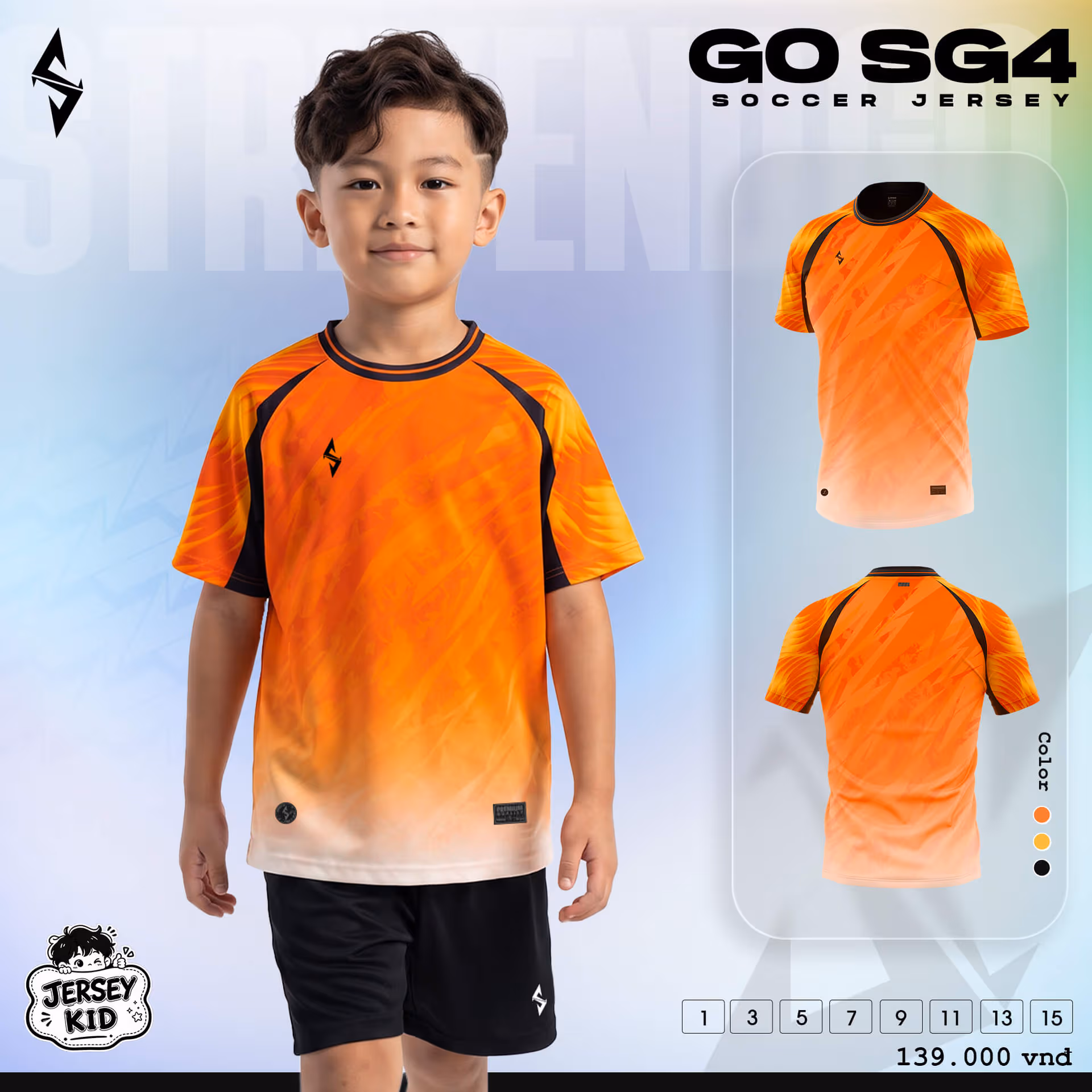 Bộ quần áo bóng đá trẻ em Strivend Go Kid SG04 Cam