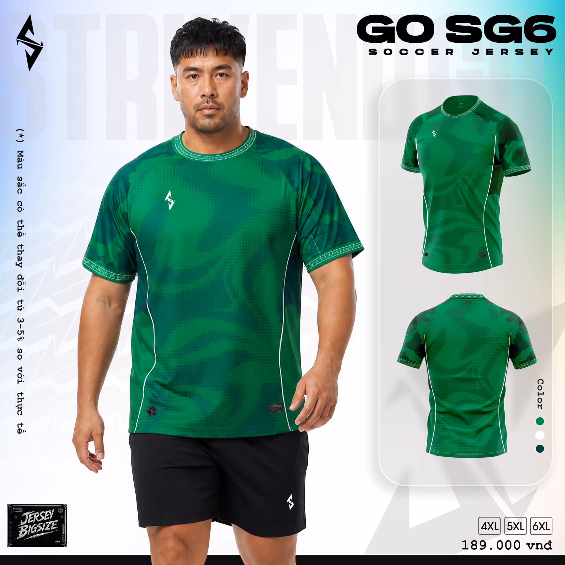 Bộ quần áo bóng đá Strivend Go Big Size SG06 Xanh Lá