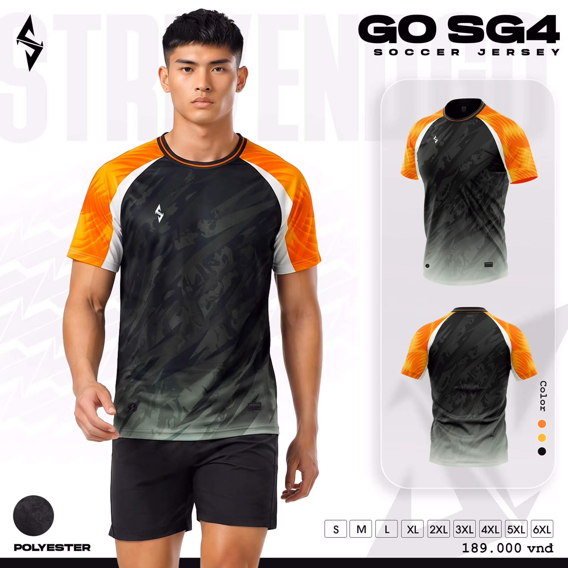 Bộ quần áo bóng đá Strivend Go SG04 Đen