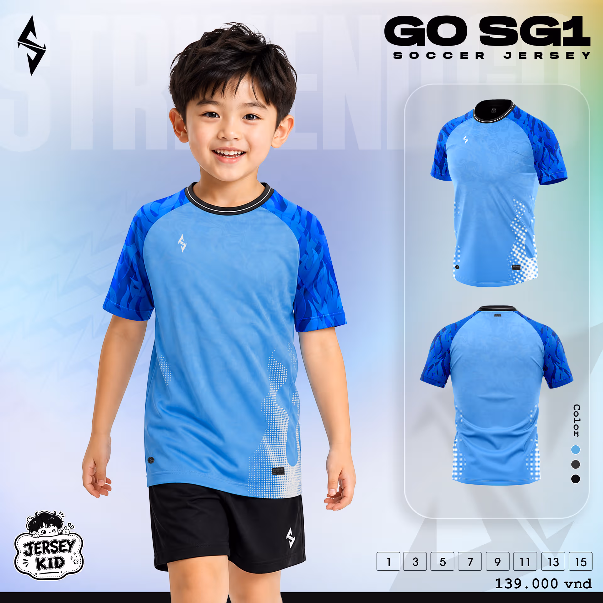 Quấn áo bóng đá trẻ em Strivend Go Kid SG01 Xanh Ya