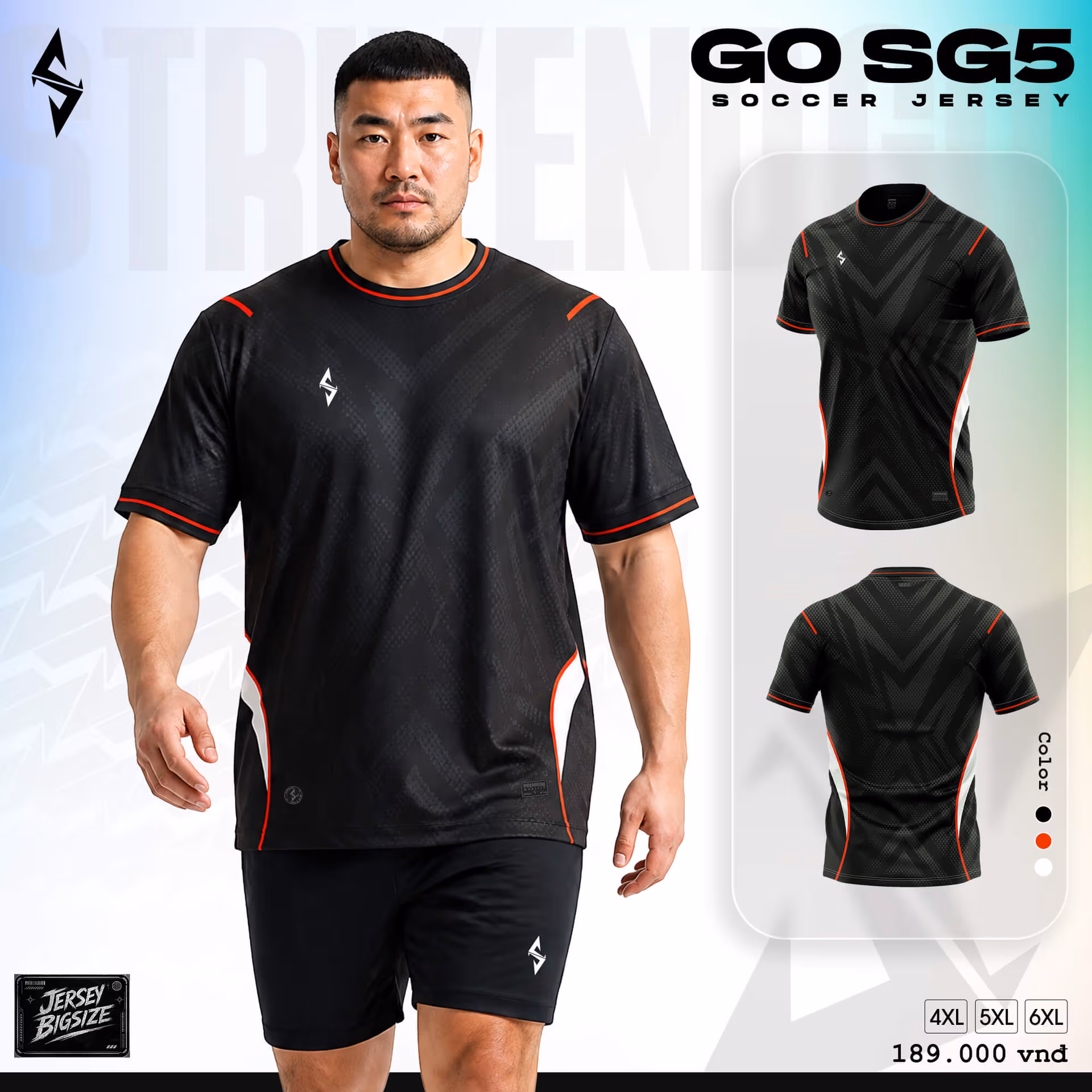 Bộ quần áo bóng đá Strivend Go Big Size SG05 Đen