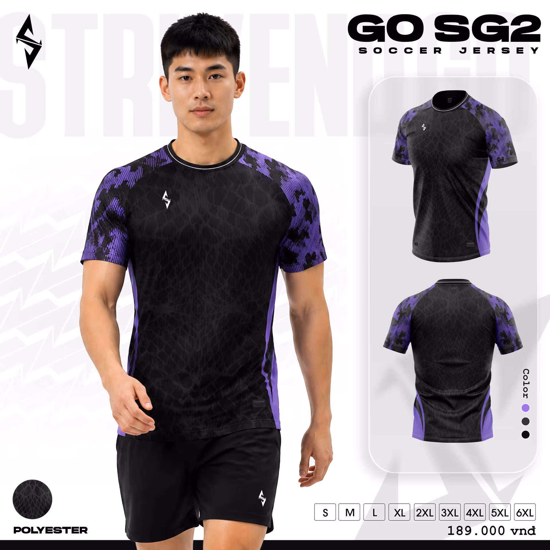 Bộ quần áo bóng đá Strivend Go SG02 Đen