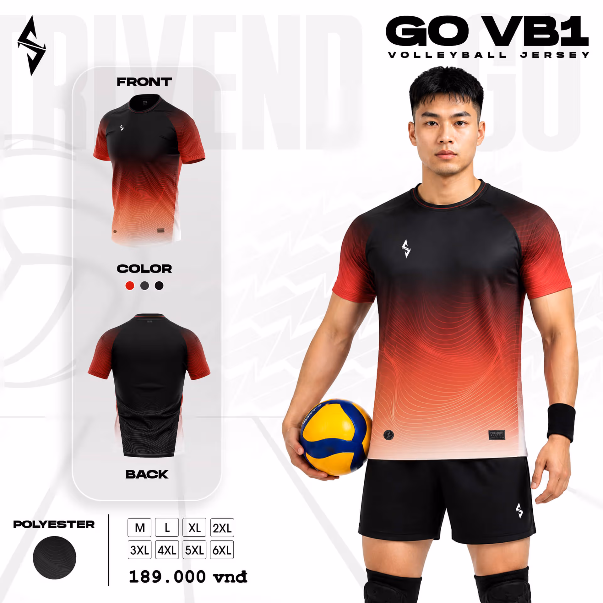 Quần áo bóng chuyền Nam Strivend GO VB01 Đen Đỏ