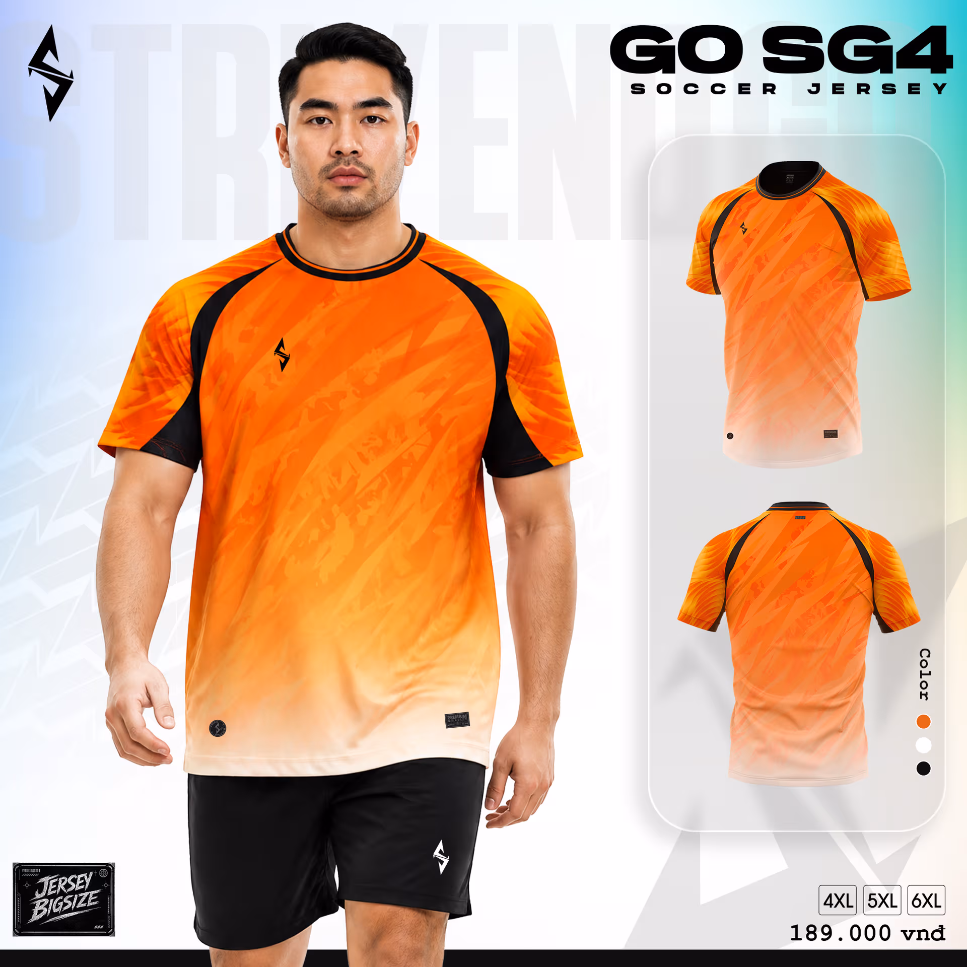 Bộ quần áo bóng đá Strivend Go Big Size SG04 Cam