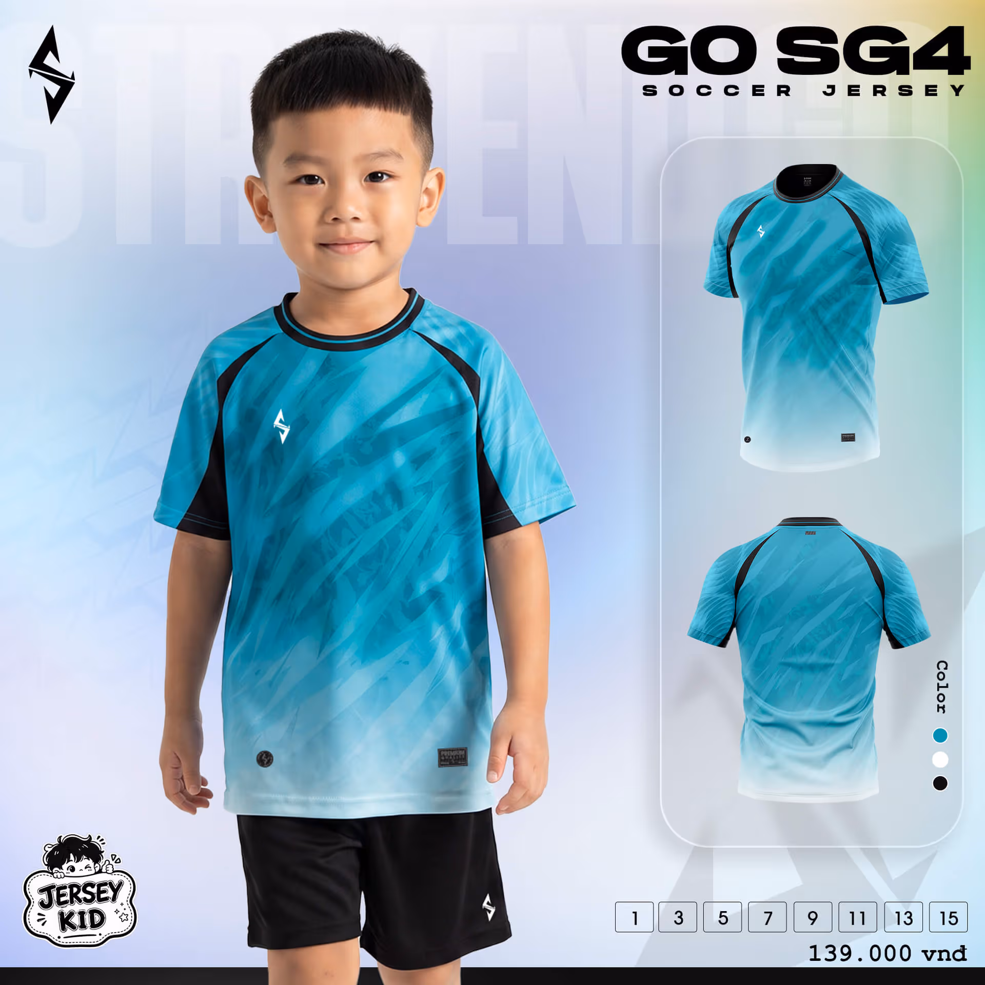 Bộ quần áo bóng đá trẻ em Strivend Go Kid SG04 Xanh Cổ Vịt