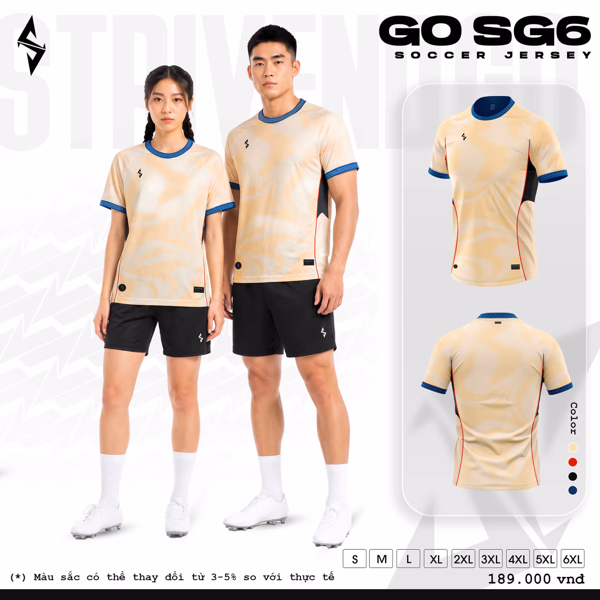 Bộ quần áo bóng đá Strivend Go SG06 Kem