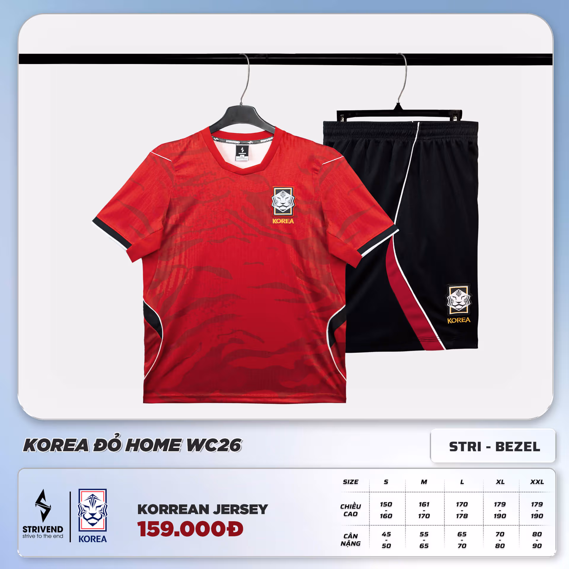Bộ Quần Áo Bóng Đá Strivend Korea Đỏ Home WC26