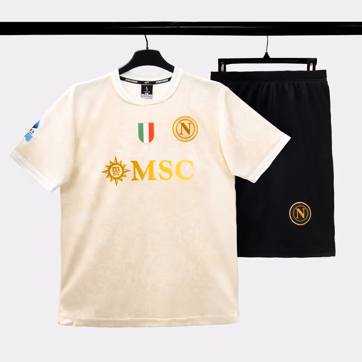 Bộ Quần Áo Bóng Đá Strivend Napoli Kem Away SS26
