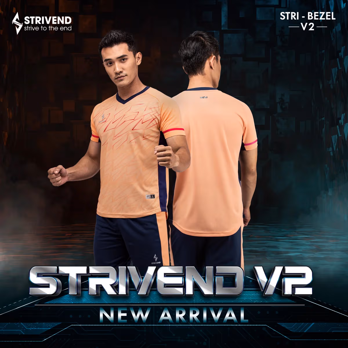 Quần áo bóng đá không logo Strivend V2 Cam đào