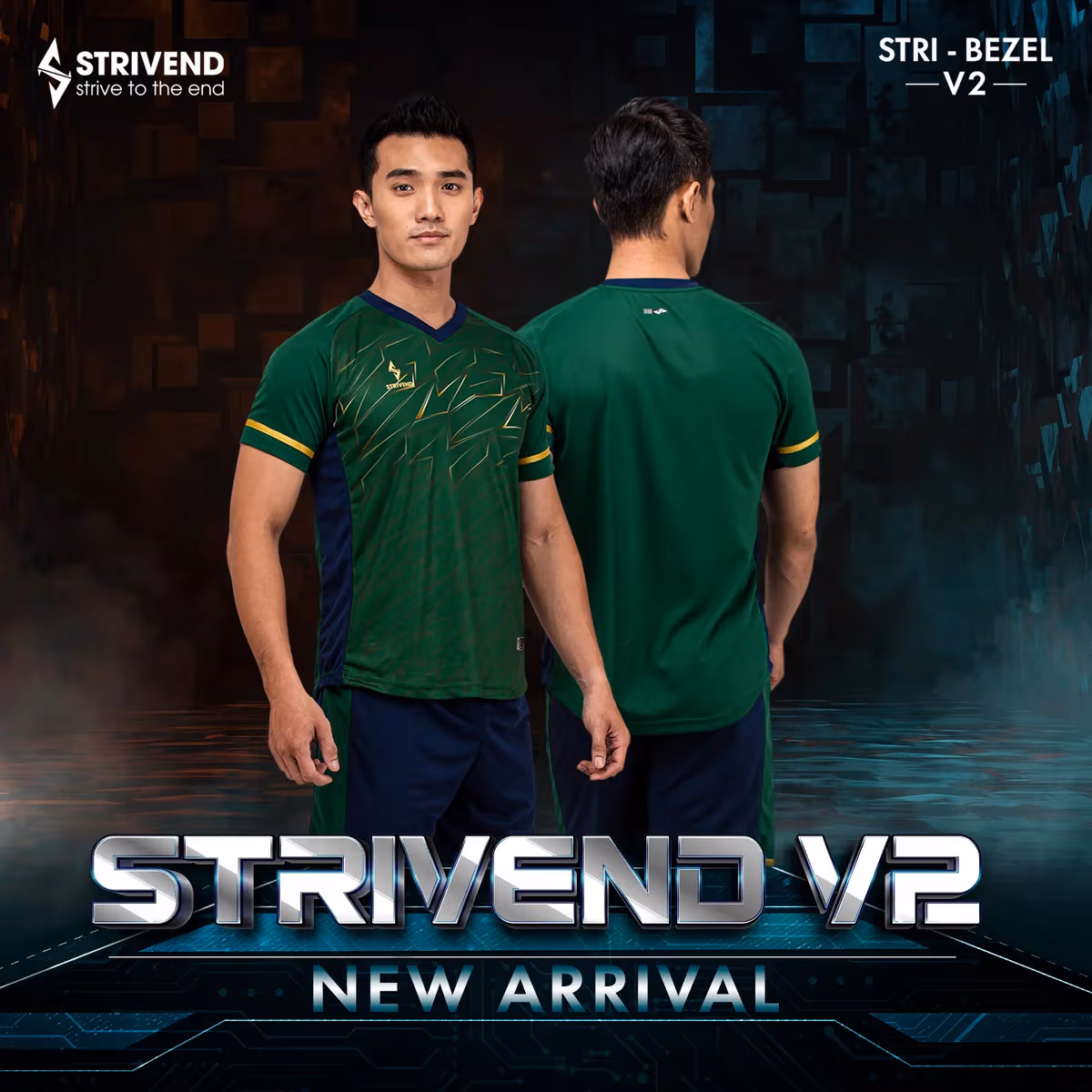Quần áo bóng đá không logo Strivend V2 Xanh rêu