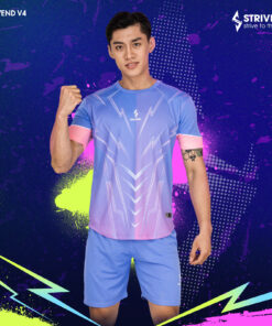 Bộ Quần Áo Bóng Đá Không Logo Strivend V4 Xanh Biển