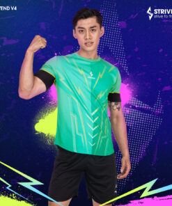 Bộ Quần Áo Bóng Đá Không Logo Strivend V4 Xanh Lý