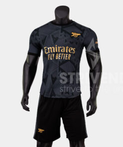 Quần áo bóng đá Strivend Arsenal Đen Đồng SS22