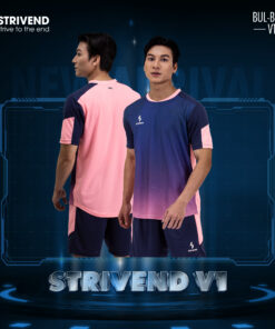 Quần áo bóng đá không logo Strivend V1 Xanh Đen