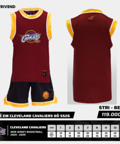 Bộ Quần Áo Bóng Rổ Strivend Trẻ Em Cleveland Cavaliers Đỏ