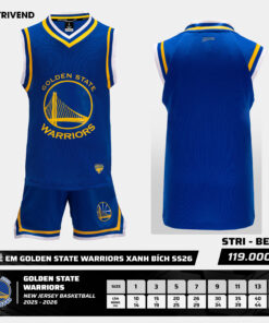 Bộ Quần Áo Bóng Rổ Strivend Trẻ Em Golden State Warriors Xanh Bích