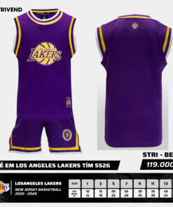 Bộ Quần Áo Bóng Rổ Strivend Trẻ Em Los Angeles Lakers Tím