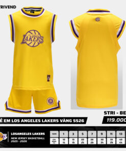 Bộ Quần Áo Bóng Rổ Strivend Trẻ Em Los Angeles Lakers Vàng