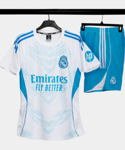 Bộ Quần Áo Bóng Đá Strivend Real Madrid Trắng Xanh Design SS26
