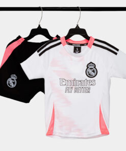 Bộ Quần Áo Bóng Đá Strivend Trẻ Em Real Madrid Design Trắng Hồng SS25