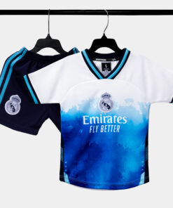 Bộ Quần Áo Bóng Đá Strivend Trẻ Em Real Madrid Trắng Wave Design SS26