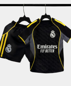 Bộ Quần Áo Bóng Đá Strivend Trẻ Em Real Madrid Đen Design SS26